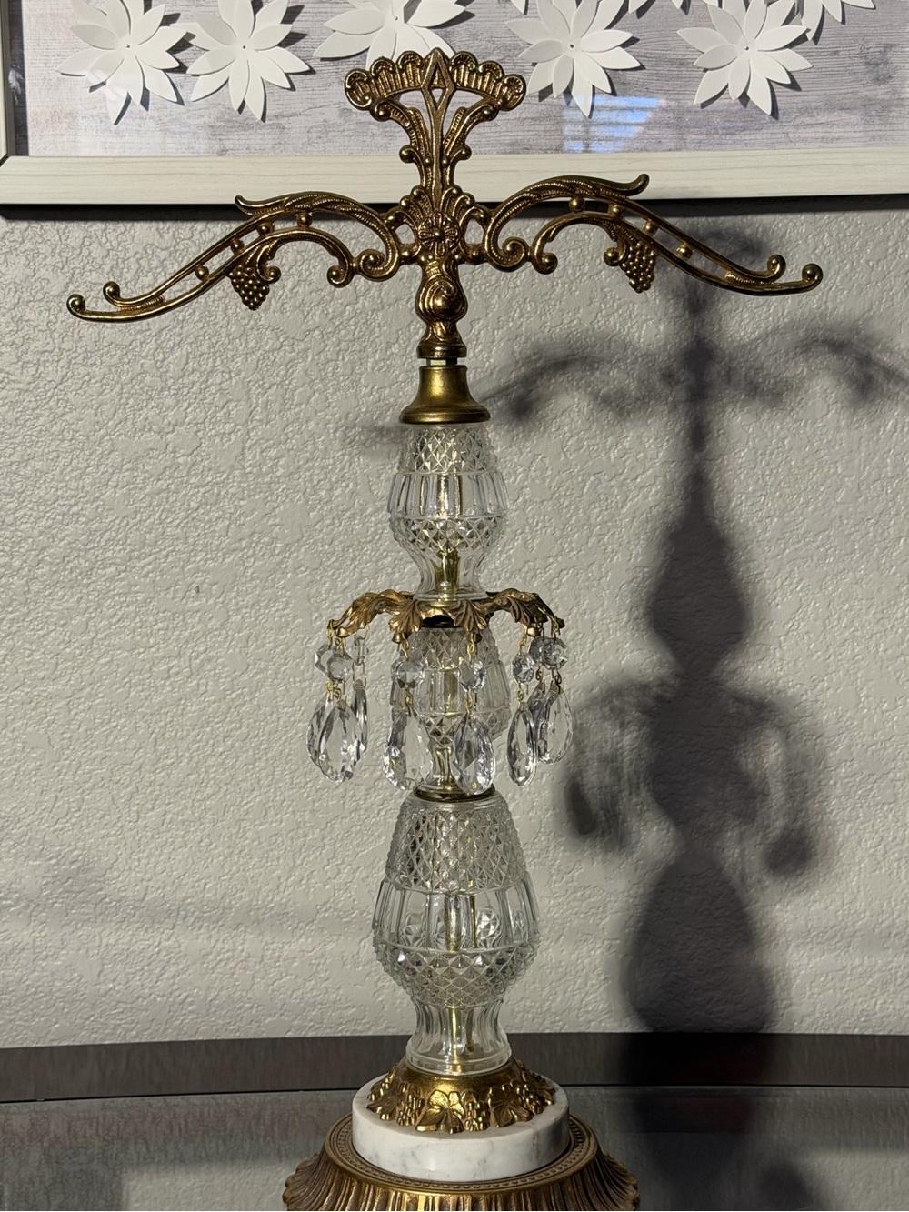 Vintage Gold Marble Crystals L & LMC Decor Italian, "Scales of Justice" 1971